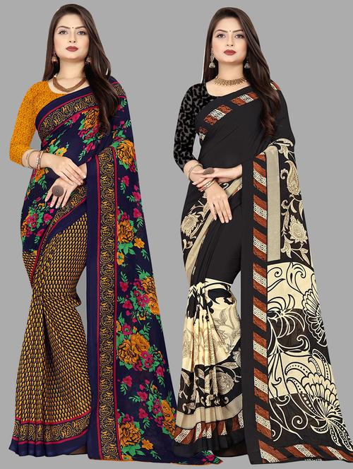 women pack of 2 casual wear combo sarees with blouse - 21427358 - Standard Image - 0