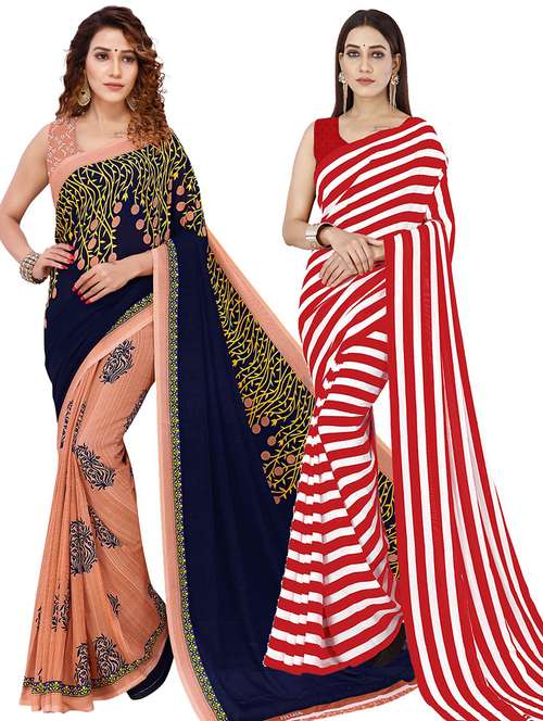 women pack of 2 casual wear combo sarees with blouse - 21427385 - Standard Image - 0