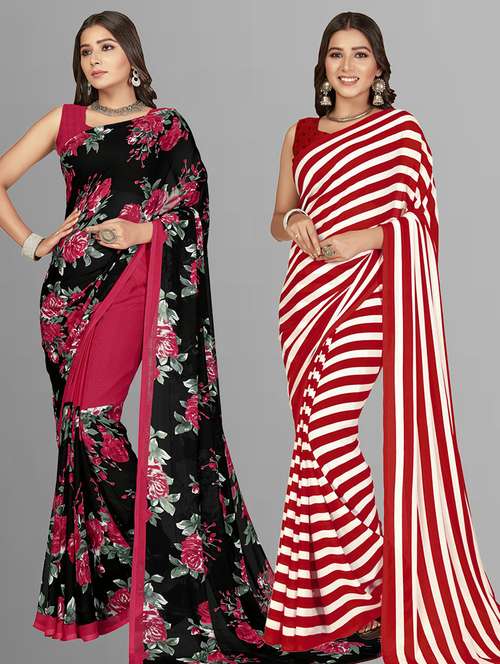 women pack of 2 casual wear combo sarees with blouse - 21427423 - Standard Image - 0