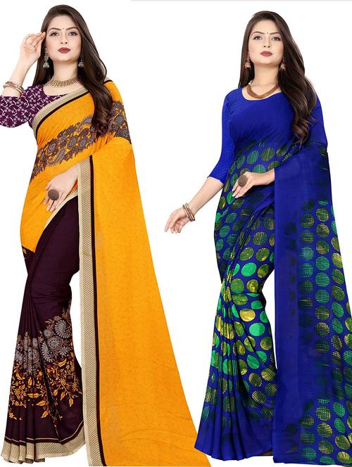 women pack of 2 casual wear combo sarees with blouse - 21427741 - Standard Image - 0