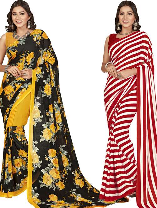 women pack of 2 casual wear combo sarees with blouse - 21427902 - Standard Image - 0