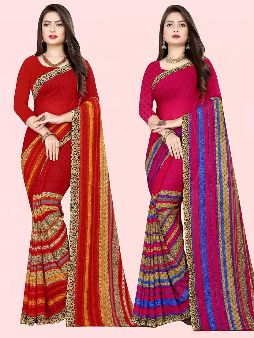 women pack of 2 casual wear sarees with blouse - 21428020 - Zoom Image - 0