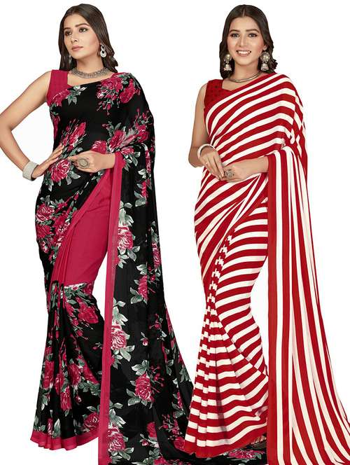 women pack of 2 casual wear combo sarees with blouse - 21428226 - Standard Image - 0
