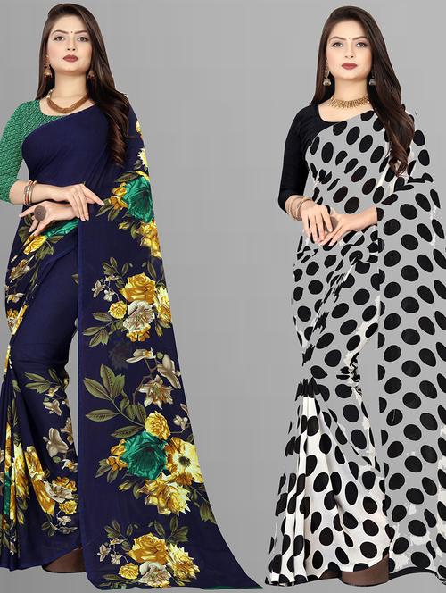 women pack of 2 casual wear sarees with blouse - 21428439 - Standard Image - 0