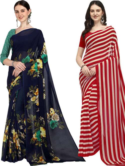 women pack of 2 casual wear combo sarees with blouse - 21428590 - Standard Image - 0