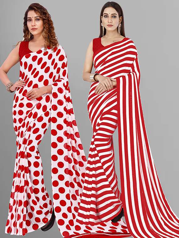 women pack of 2 casual wear combo sarees with blouse - 21428644 - Zoom Image - 0