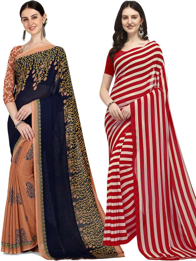 women pack of 2 casual wear sarees with blouse - 21428711 - Zoom Image - 0