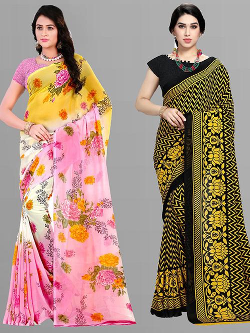 women pack of 2 casual wear combo sarees with blouse - 21428744 - Standard Image - 0