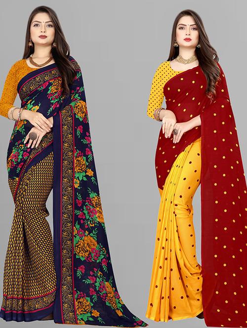 women pack of 2 casual wear combo sarees with blouse - 21428872 - Standard Image - 0