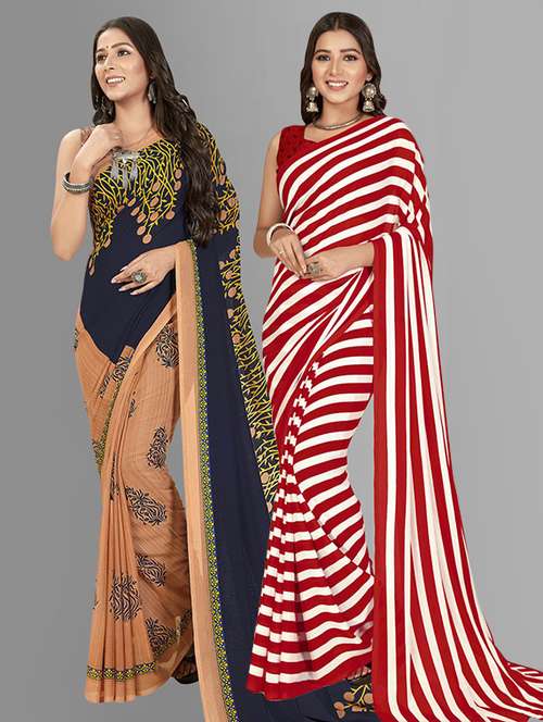 women pack of 2 casual wear sarees with blouse - 21429357 - Standard Image - 0