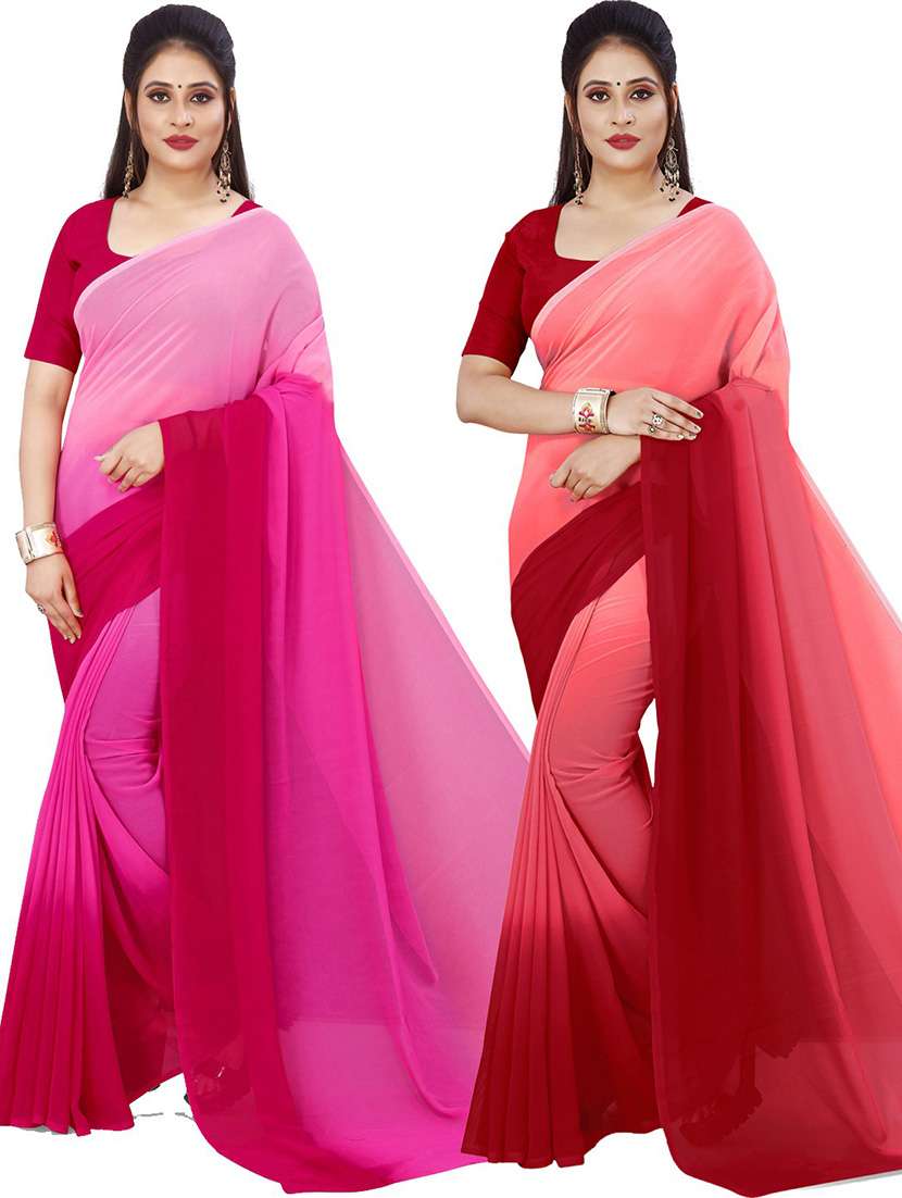 women pack of 2 casual wear sarees with blouse