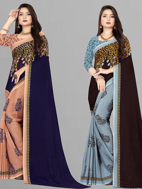 women pack of 2 casual wear sarees with blouse - 21429665 - Standard Image - 0