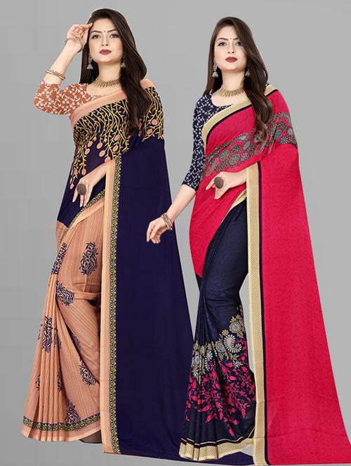 women pack of 2 casual wear combo sarees with blouse - 21429676 - Standard Image - 0