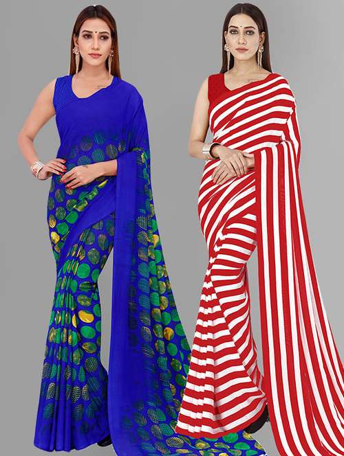 women pack of 2 casual wear combo sarees with blouse - 21429838 - Standard Image - 0