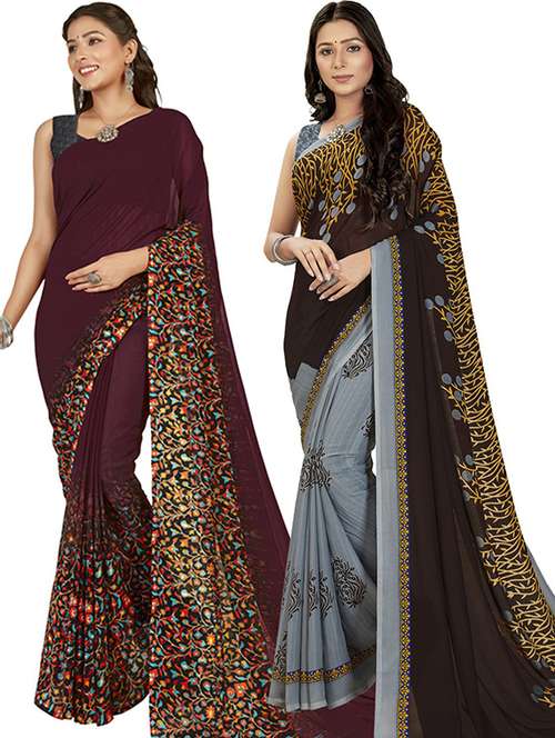women pack of 2 casual wear combo sarees with blouse - 21429839 - Standard Image - 0