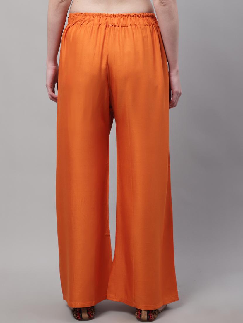 women orange rayon palazzo - 21429977 - Standard Image - 3