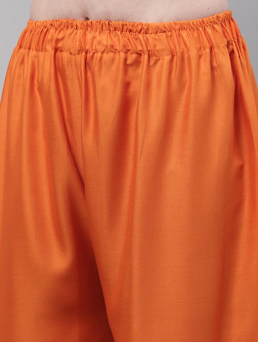 women orange rayon palazzo - 21429977 - Standard Image - 5