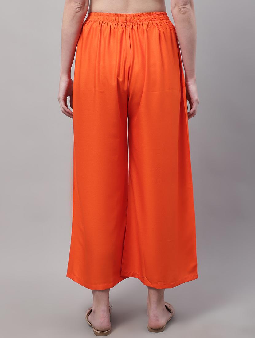 women orange rayon palazzo - 21429978 - Standard Image - 3