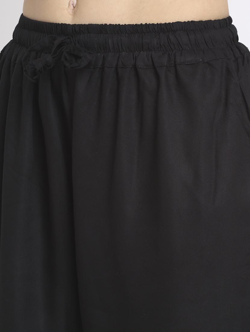 women black rayon pocket palazzo - 21431160 - Standard Image - 3