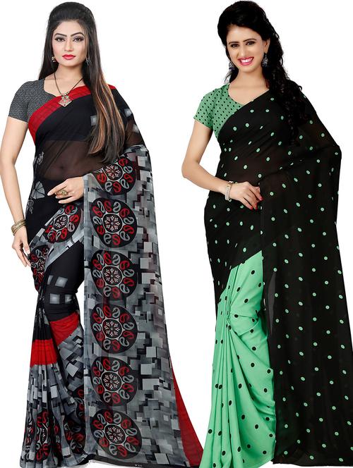 women pack of 2 casual wear sarees with blouse - 21431517 -  Standard Image - 0