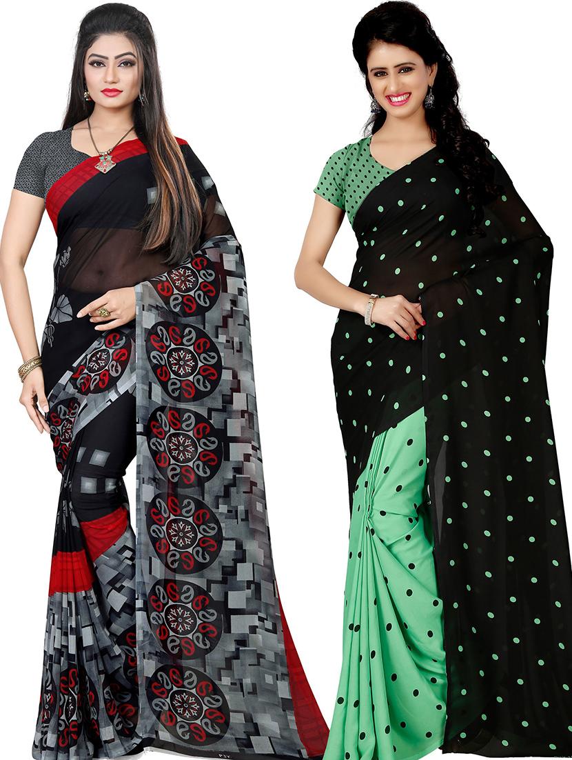 women pack of 2 casual wear sarees with blouse - 21431517 -  Zoom Image - 0