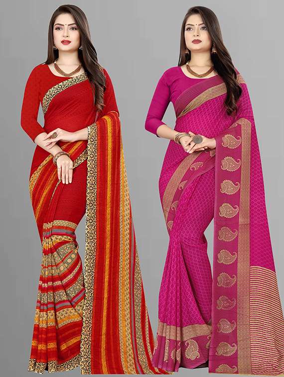pack of 2 casual wear combo sarees with blouse