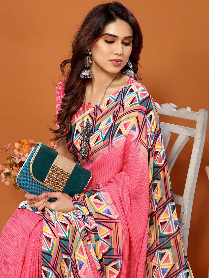 multi colored georgette printed saree with blouse - 21432719 -  Standard Image - 3