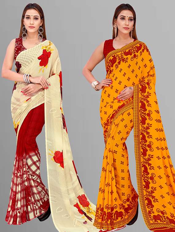 women multi color combo casual saree with blouse