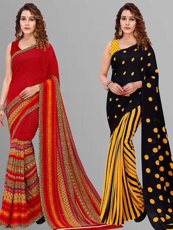 women multi color combo casual saree with blouse