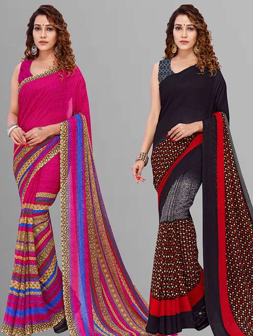 pack of 2 casual wear sarees with blouse - 21432793 - Standard Image - 0