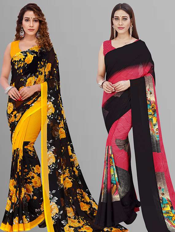 pack of 2 casual wear combo sarees with blouse
