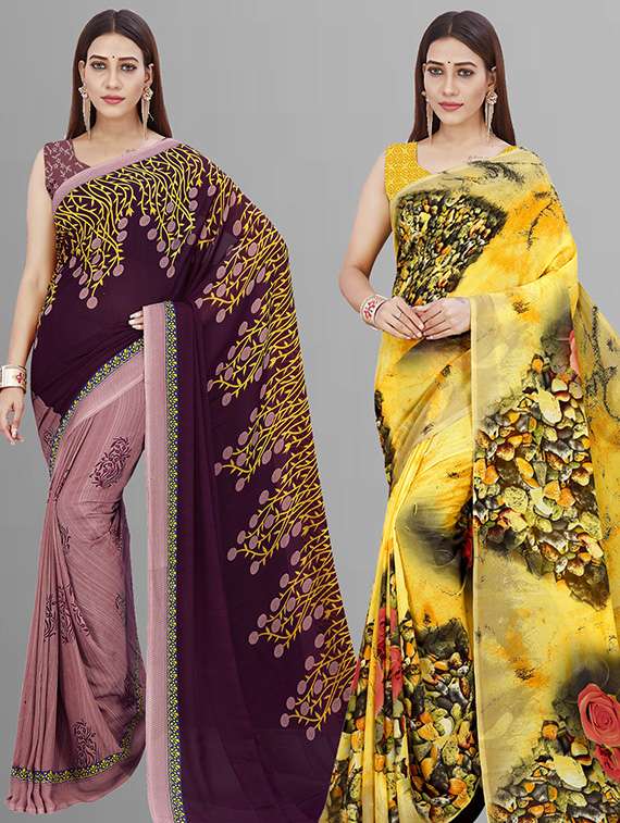 pack of 2 casual wear combo sarees with blouse