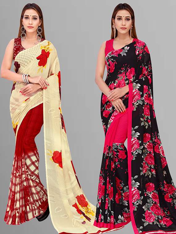 pack of 2 casual wear sarees with blouse