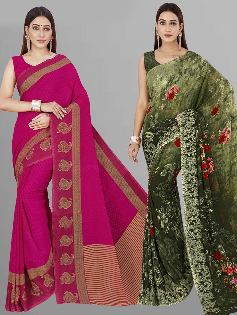 pack of 2 printed sarees with blouse