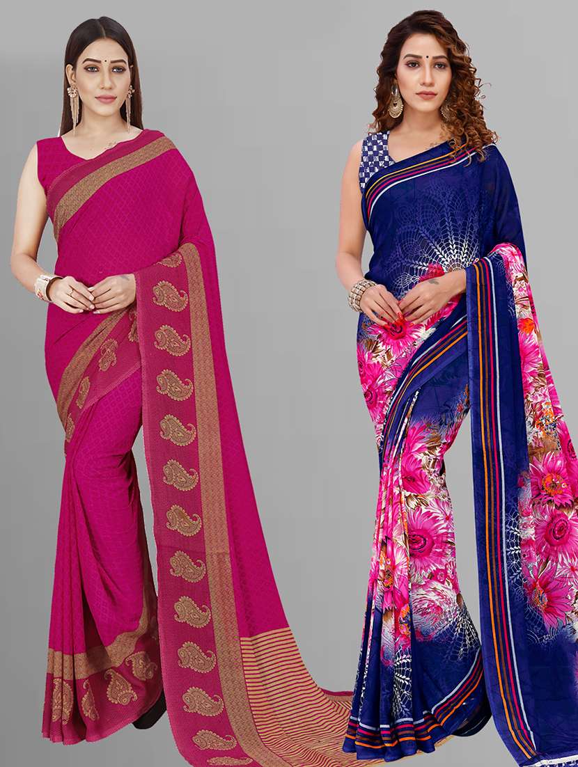 pack of 2 printed sarees with blouse