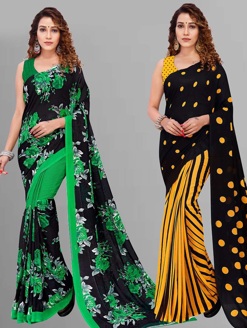 pack of 2 casual wear combo sarees with blouse