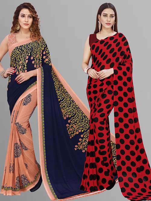women pack of 2 casual wear combo saree with blouse - 21432879 - Standard Image - 0
