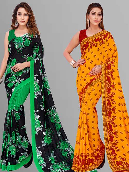 women pack of 2 casual wear combo saree with blouse - 21432885 -  Standard Image - 0
