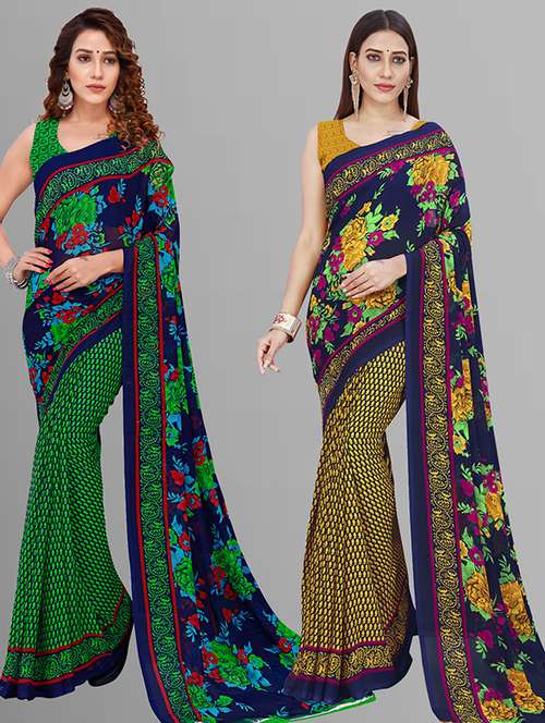 women pack of 2 casual wear combo saree with blouse - 21432911 -  Standard Image - 0