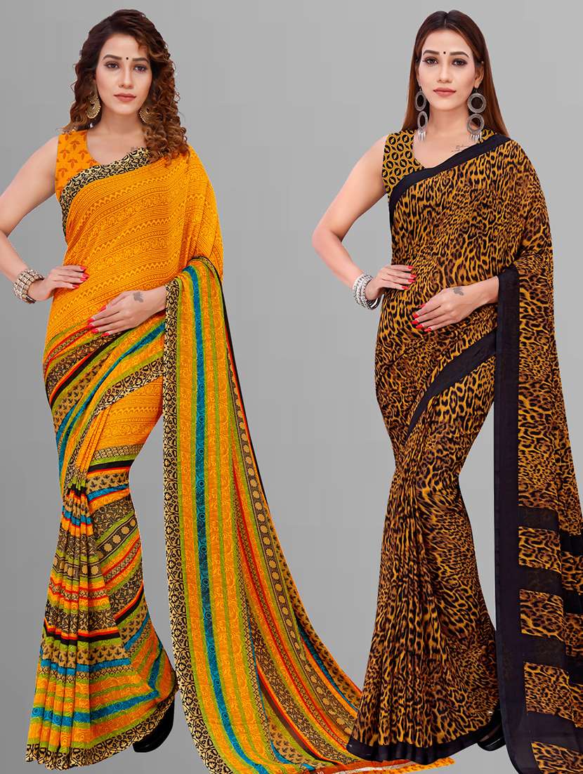 women pack of 2 casual wear combo saree with blouse