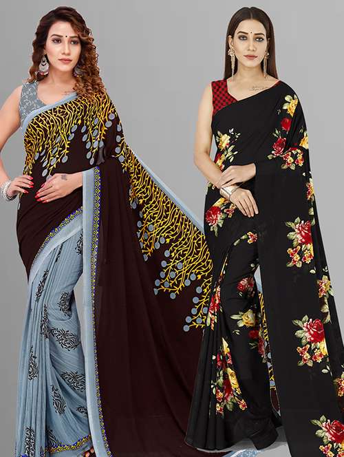 women pack of 2 casual wear combo saree with blouse - 21432924 -  Standard Image - 0