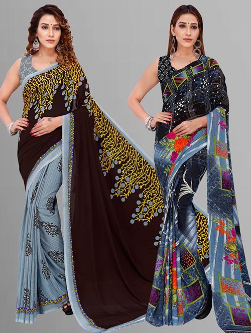 women pack of 2 casual wear combo saree with blouse - 21432931 - Standard Image - 0