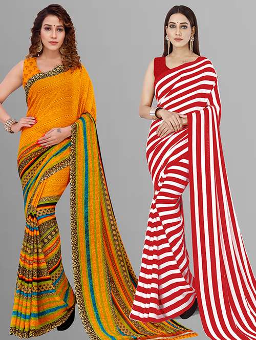women pack of 2 casual wear combo saree with blouse - 21432932 -  Standard Image - 0