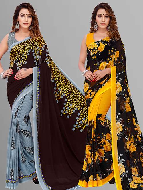 women pack of 2 casual wear combo saree with blouse - 21432943 -  Standard Image - 0