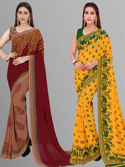 women pack of 2 casual wear combo saree with blouse - 21432951 -  Standard Image - 0