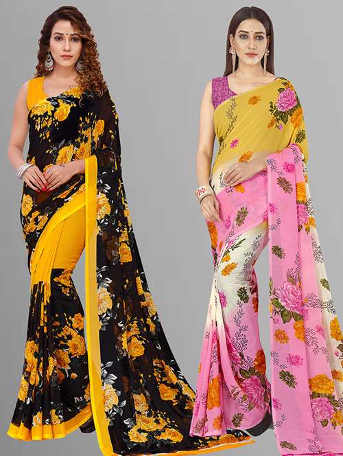 women pack of 2 casual wear combo saree with blouse - 21432954 -  Standard Image - 0