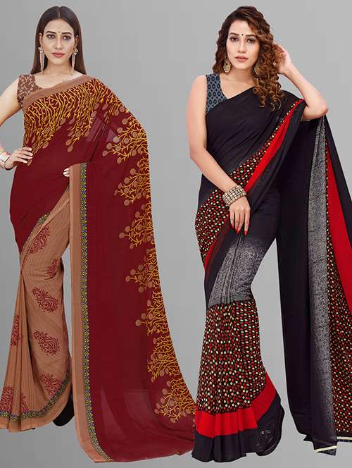 women pack of 2 casual wear combo saree with blouse - 21432955 - Standard Image - 0