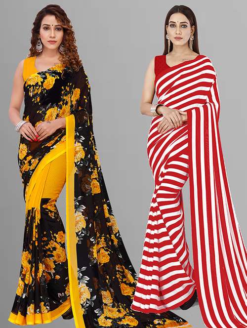 women pack of 2 casual wear combo saree with blouse - 21432959 -  Standard Image - 0
