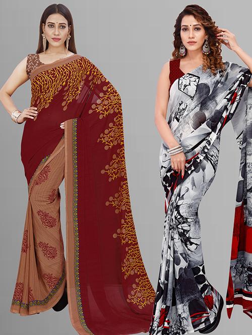 women pack of 2 casual wear combo saree with blouse - 21432968 - Standard Image - 0