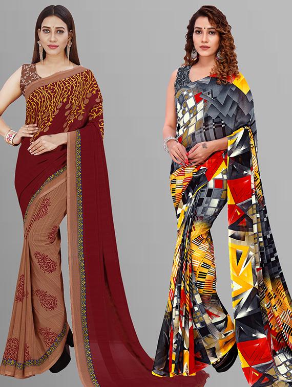 women pack of 2 casual wear combo saree with blouse - 21432978 - Zoom Image - 0